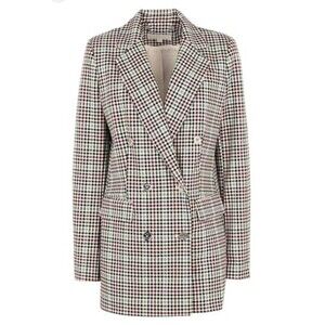 Michael Michael Kors Micro Plaid Structured Double Breasted Blazer 6